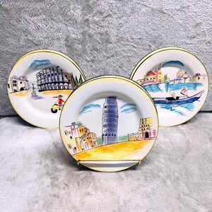 Oneida Italy Travel Scene Plates Festa Italia Set of 6 Pisa‎ Venice Gondola 8"